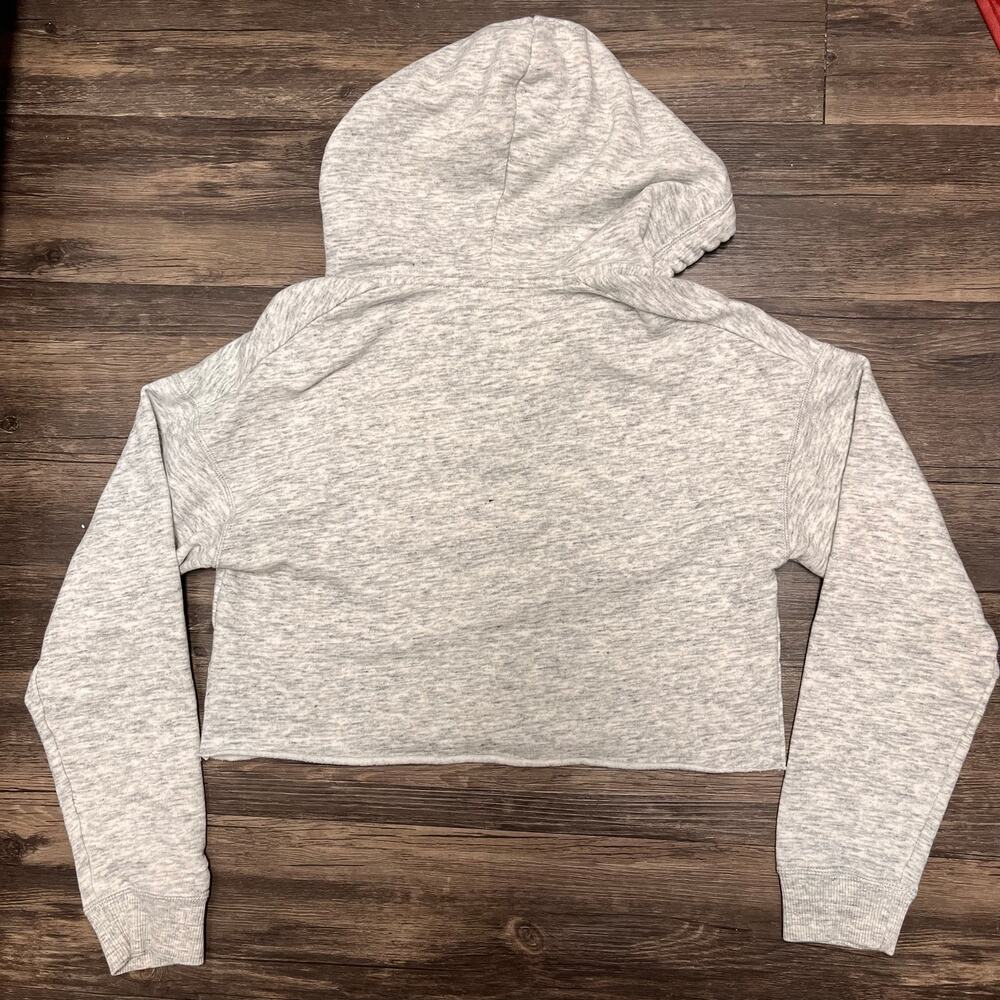 Hollister Cropped Half Zip Hoodie Gray Marled Fleece Womens Small Y2K Casual - Picture 3 of 8